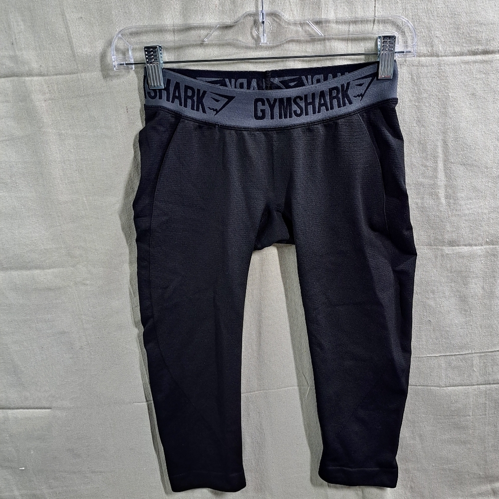 Gymshark Women XXS 24"waist Black Seamless Spellout Cropped Workout Leggings